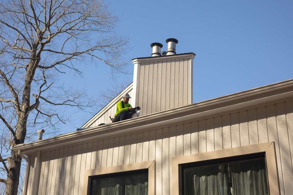 Man Inspecting Roof