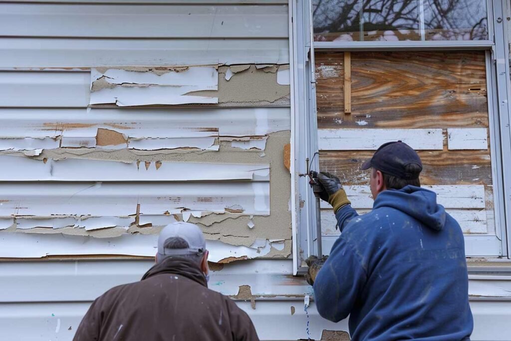 Damage Siding Being Repaired